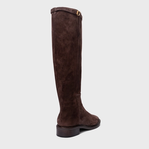 Bota Minimalist Cano Alto Couro Suede Marrom Ganache
