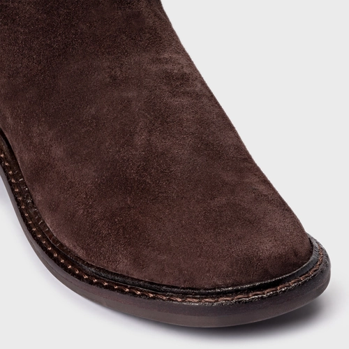 Bota Minimalist Cano Alto Couro Suede Marrom Ganache