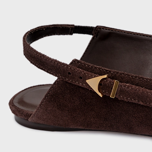 Sapatilha Slingback Minimalist Couro Suede Marrom Ganache