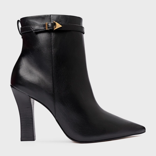 Bota Minimalist Salto Bloco Slim Couro Preto