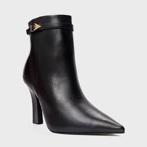 Bota Minimalist Salto Bloco Slim Couro Preto