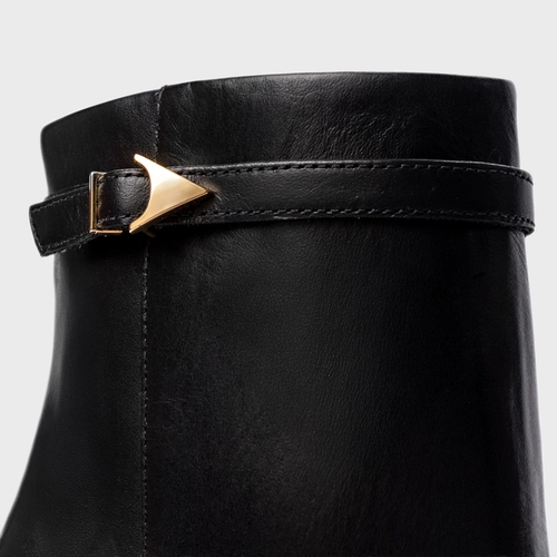 Bota Minimalist Salto Bloco Slim Couro Preto