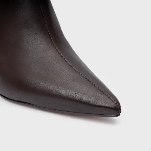 Bota Classic Salto Bloco Couro Marrom Wardly Brown