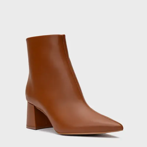 Bota Classic Salto Bloco Couro Marrom Bourbon