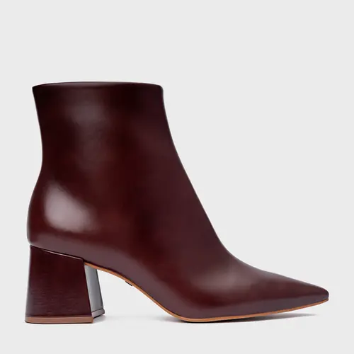 Bota Classic Salto Bloco Couro Vinho Dark Mahogany