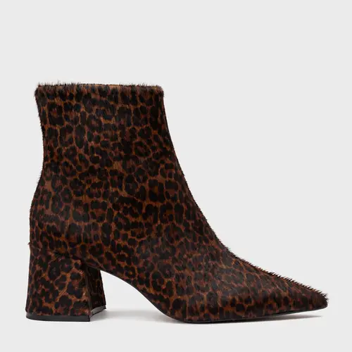 Bota Classic Salto Bloco Pelo Animal Print Brown