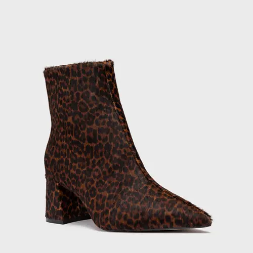 Bota Classic Salto Bloco Pelo Animal Print Brown