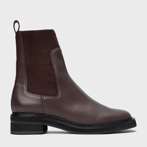 Bota Chelsea Basic Salto Bloco Couro Marrom Wardly Brown