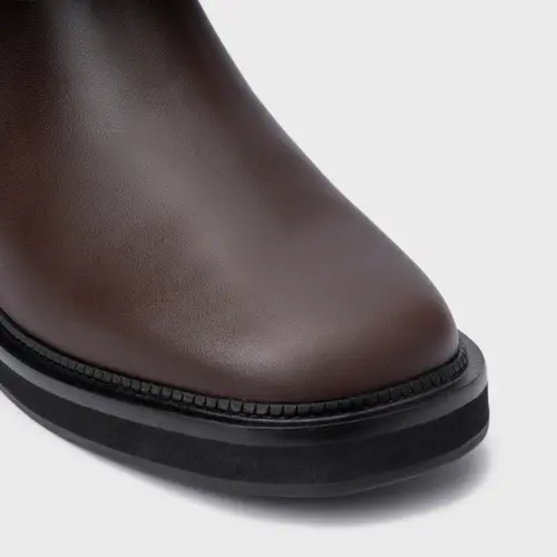 Bota Chelsea Basic Salto Bloco Couro Marrom Wardly Brown