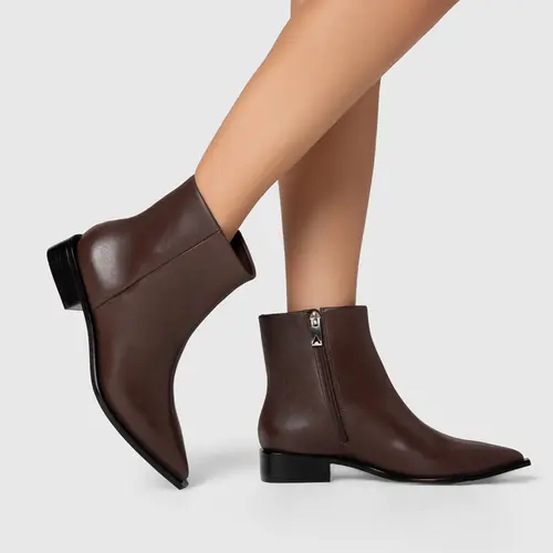Bota Classic Bico Fino Couro Marrom Wardly Brown