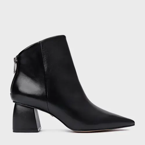 Bota Contour Salto Bloco Couro Preto