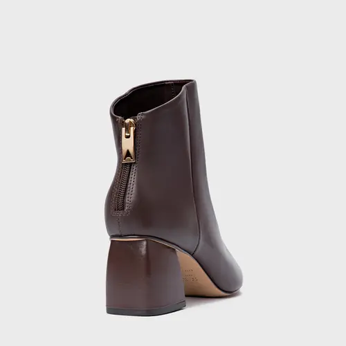 Bota Contour Salto Bloco Couro Marrom Wardly Brown