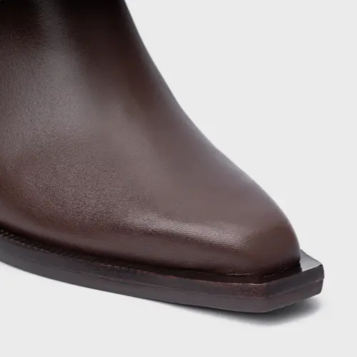 Mule Western Salto Bloco Couro Marrom Wardly Brown