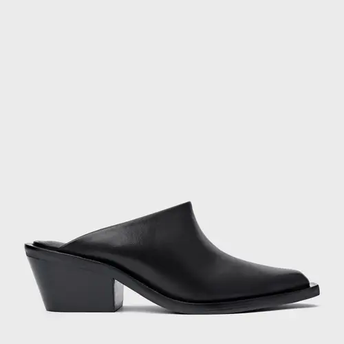 Mule Western Salto Bloco Couro Preto