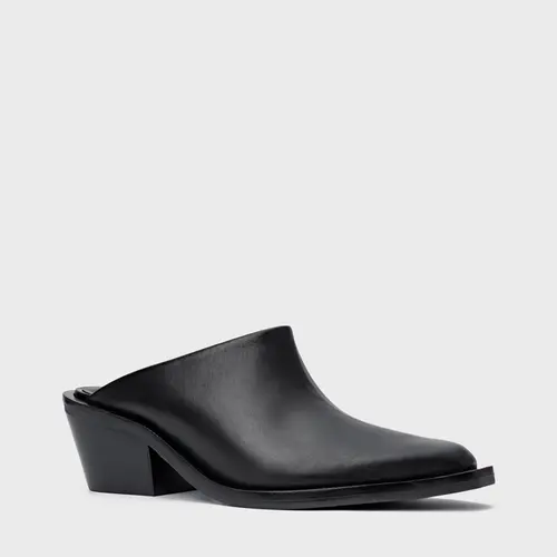 Mule Western Salto Bloco Couro Preto