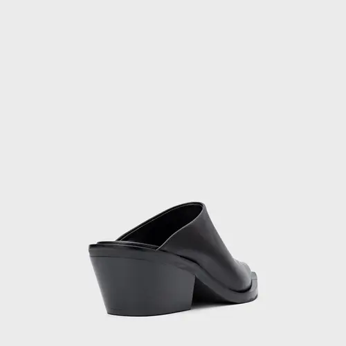 Mule Western Salto Bloco Couro Preto
