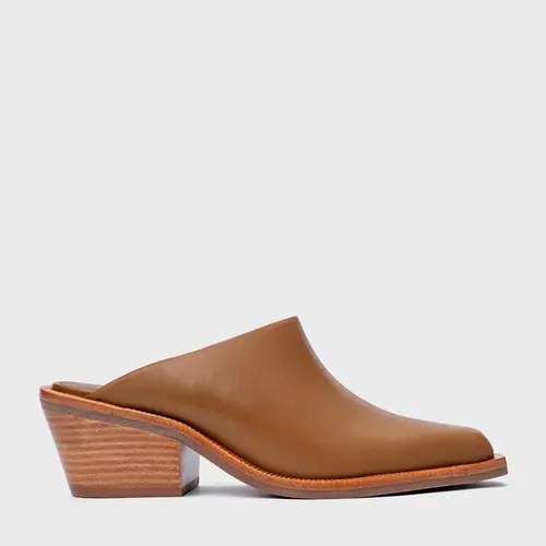 Mule Western Salto Bloco Couro Marrom Saddle