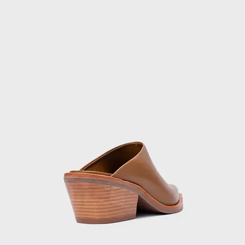 Mule Western Salto Bloco Couro Marrom Saddle