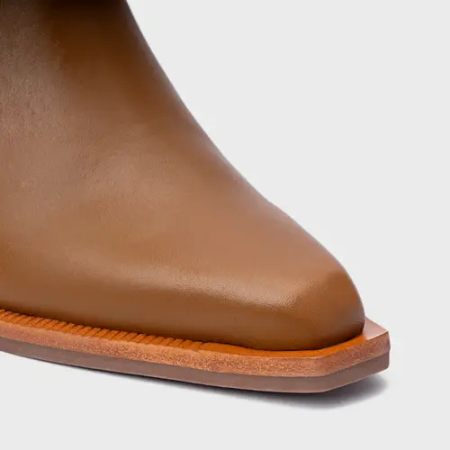Mule Western Salto Bloco Couro Marrom Saddle