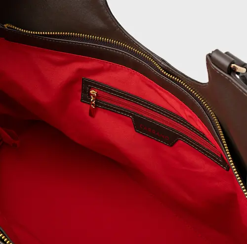 Bolsa Shopping Ashley Grande Couro Suede Marrom Ganache
