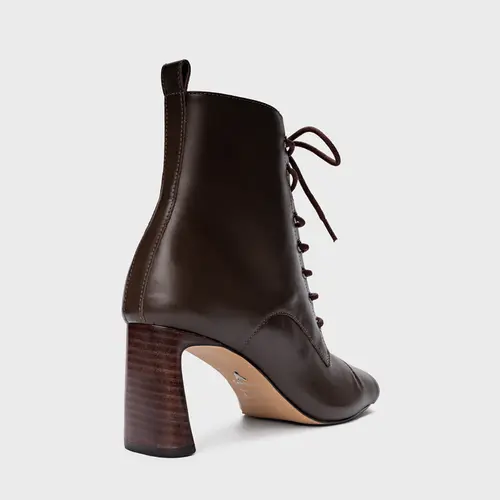Open Boot Coturno Amarração Salto Uno Marrom Dark Brown