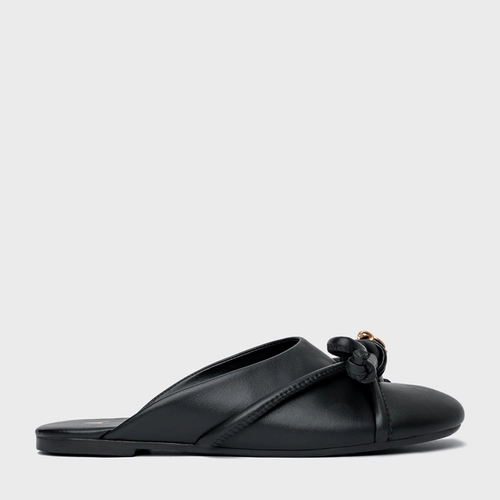 Mule Rasteira Puffy Knot Couro Preto