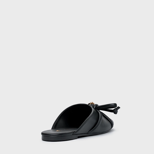 Mule Rasteira Puffy Knot Couro Preto