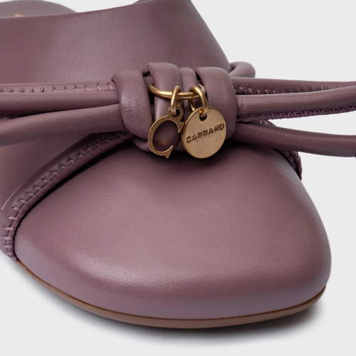 Mule Rasteira Puffy Knot Couro Roxo Dusty Mauve