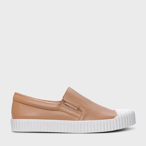 Tênis Kicks Slip On Couro Bege Cookie