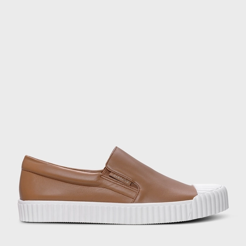 Tênis Kicks Slip On Couro Marrom Gingerbread