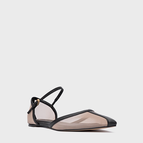 Sapatilha Slingback Contraste Tela Preto