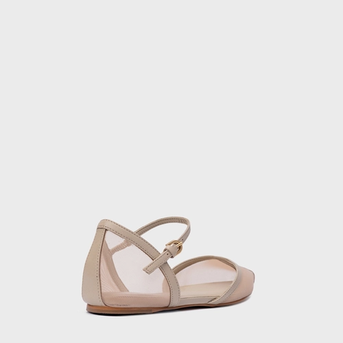 Sapatilha Slingback Contraste Tela Bege Oatmeal