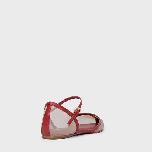 Sapatilha Slingback Contraste Tela Vermelho Spice