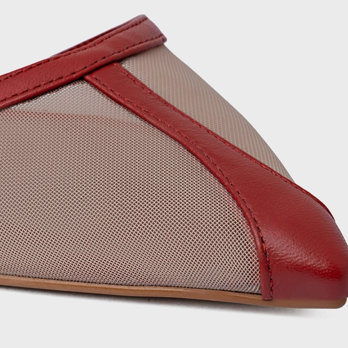 Sapatilha Slingback Contraste Tela Vermelho Spice