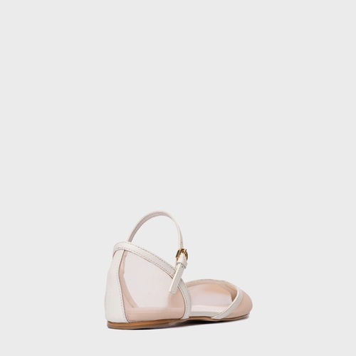 Sapatilha Slingback Contraste Tela Off White Vanilla