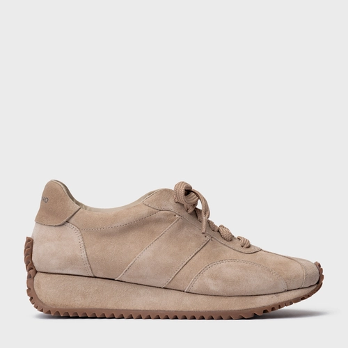 Tênis Bold Flatform Couro Suede Bege Oatmeal