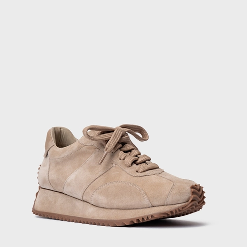 Tênis Bold Flatform Couro Suede Bege Oatmeal