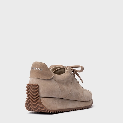 Tênis Bold Flatform Couro Suede Bege Oatmeal