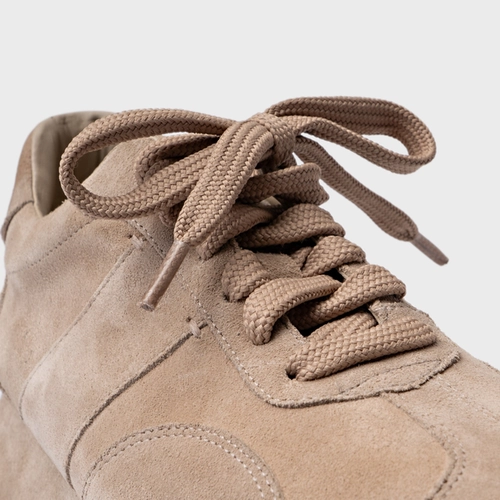 Tênis Bold Flatform Couro Suede Bege Oatmeal
