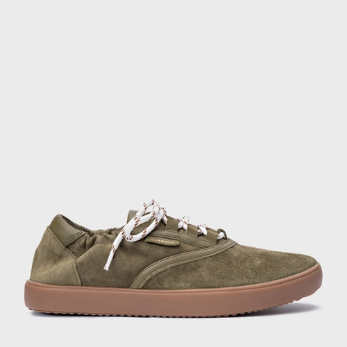 Tênis Ripple Casual Couro Suede Verde Army Green