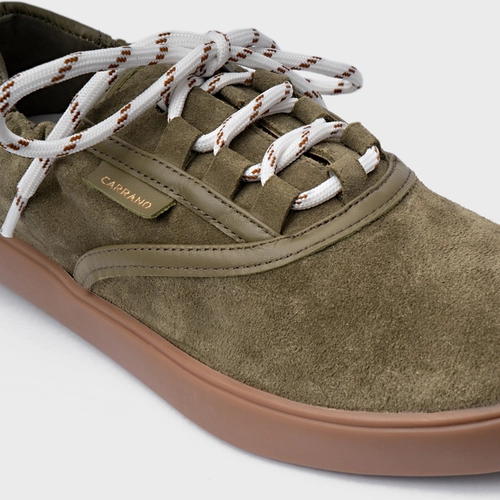 Tênis Ripple Casual Couro Suede Verde Army Green