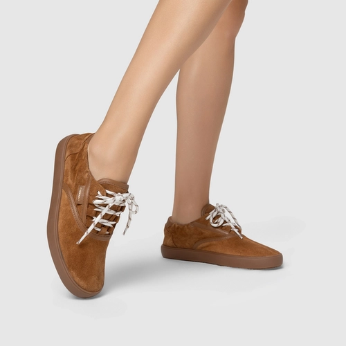 Tênis Ripple Casual Couro Suede Marrom Saddle