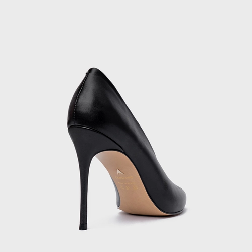 Scarpin Maxi Recorte Salto Fino Couro Preto