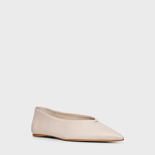 Sapatilha Timeless Bico Fino Couro Off White Vanilla