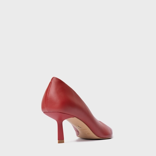 Scarpin Bico Alongado Salto Fino Couro Vermelho Spice