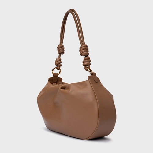 Bolsa Shoulder Eleonora Média Couro Marrom Gingerbread