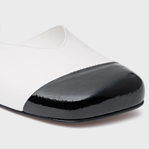 Sapatilha Slingback Cap Toe Square Couro Branco Blanc