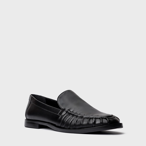 Loafer Drapeado Couro Preto