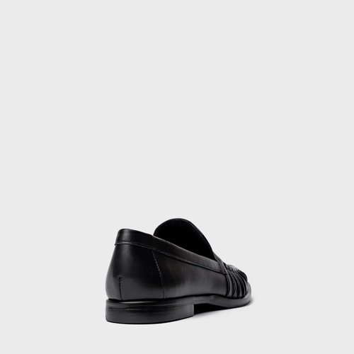 Loafer Drapeado Couro Preto