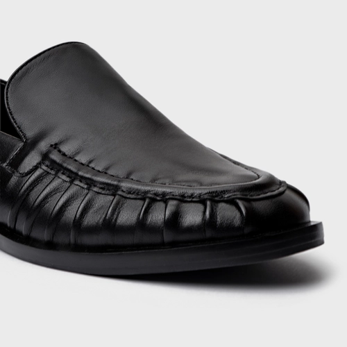 Loafer Drapeado Couro Preto